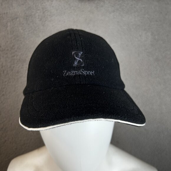 ZEGNA SPORT Fleece Hat Cap Adjustable Size and Ear Flaps Black Size M/L Unisex - Picture 1 of 6